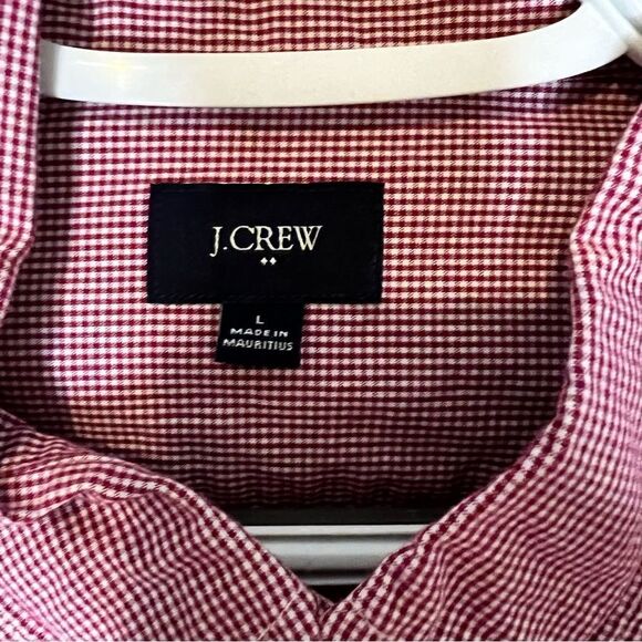 J.Crew Factory Mens Button Down Long Sleeve Dress Shirt Red Checkered Large (L) - Picture 3 of 5
